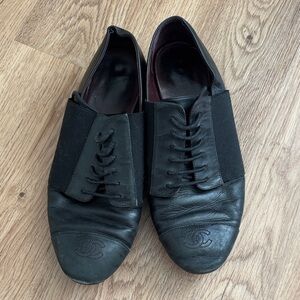 Chanel leather uniform lace up - worn